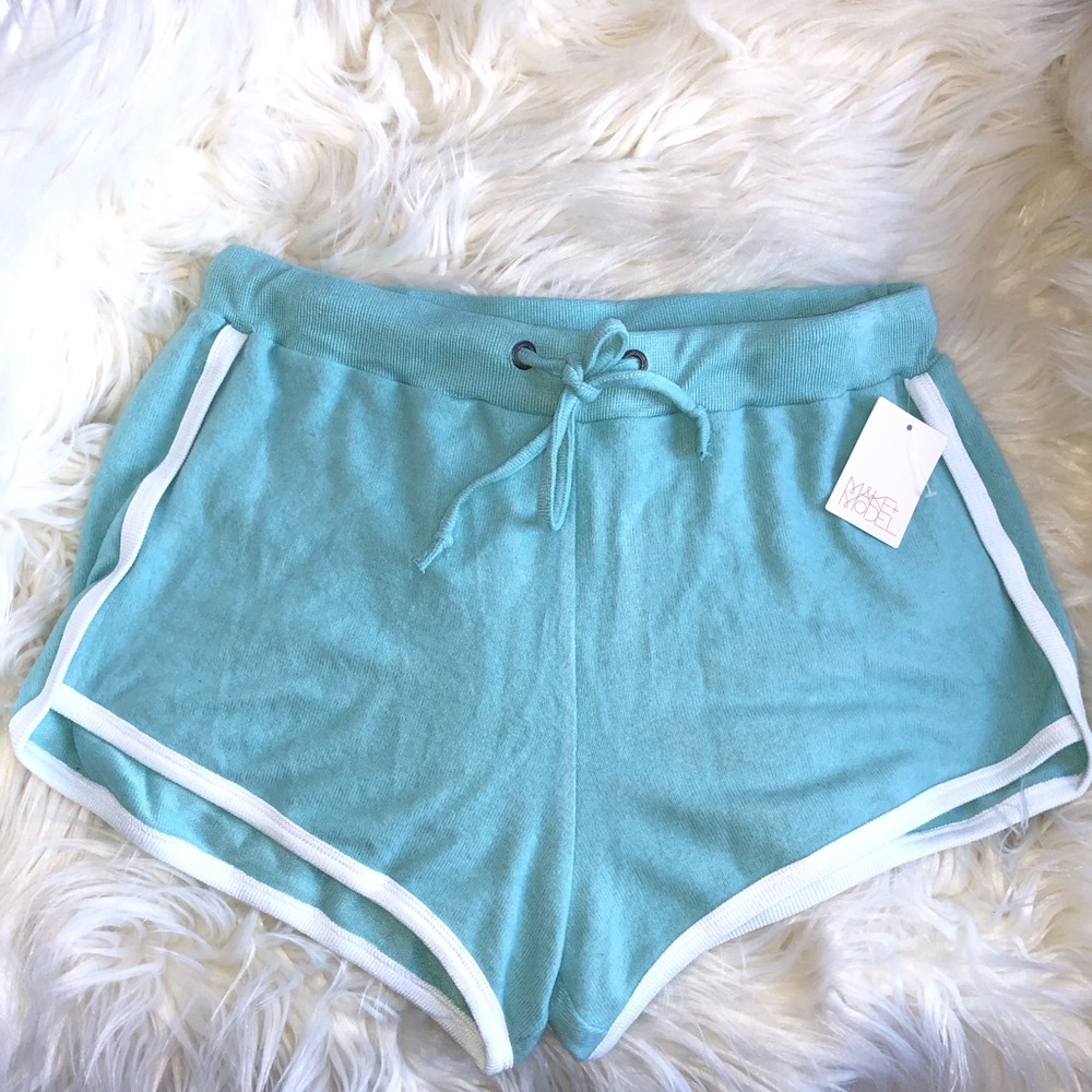 New w/tags MAKE +MODEL SHORTS IN “ teal sky” SZ M